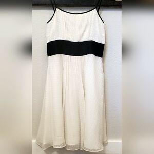 Silk White & Black Midi Dress
